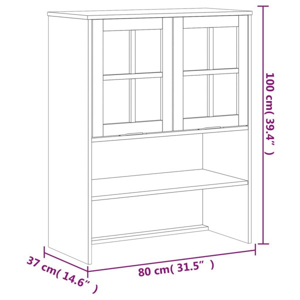 Berkfield Highboard with Glass Doors FLAM 80x40x180 cm Solid Wood Pine