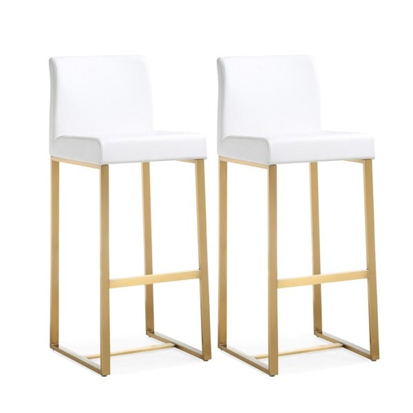 Furniture Edit Denmark White Gold Steel Barstool Set of 2