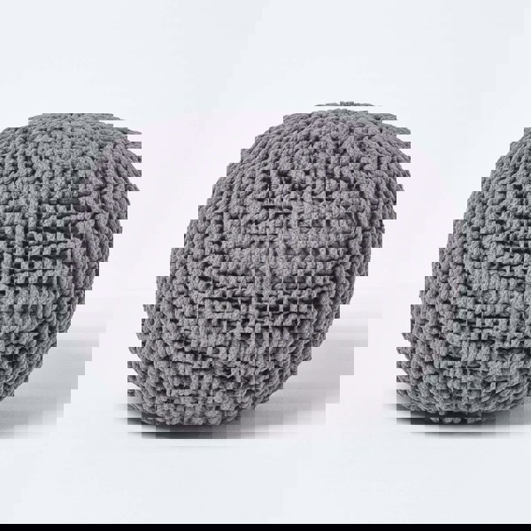 HOMESCAPES Round Cotton Knitted Pouffe Footstool Bean Filled Hand Knitted