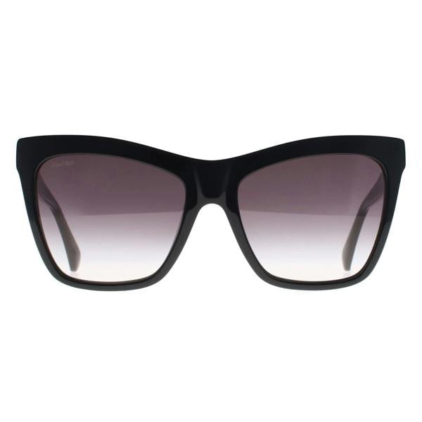 Max Mara Sunglasses MM0008 Logo2 01B Shiny Black Smoke Grey Gradient