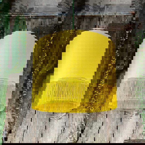 Love Frankie banana cotton lampshade copper lining and fringing