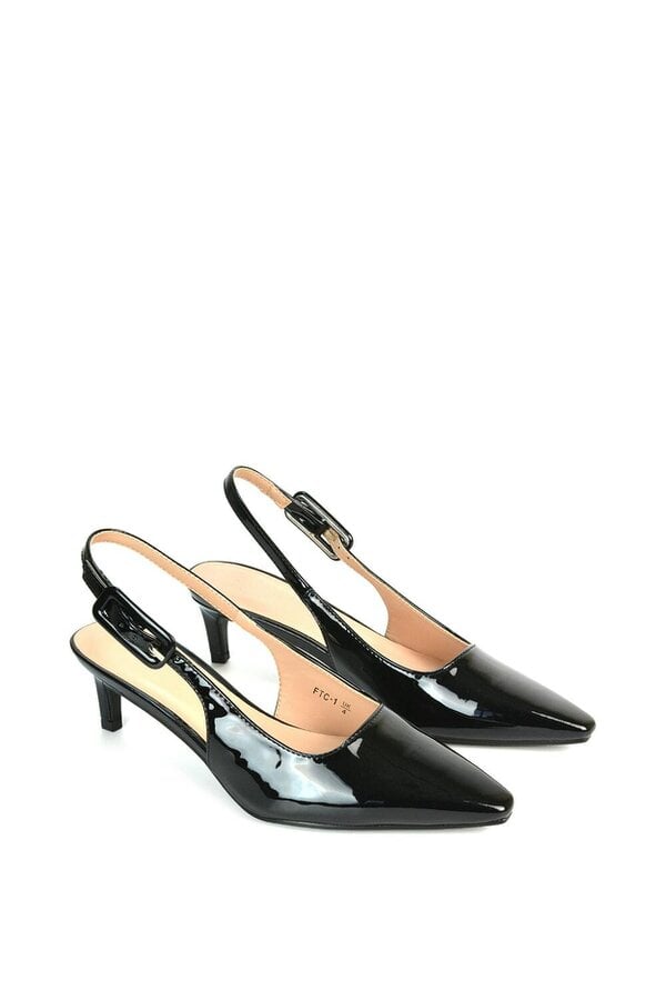 XY LONDON Kitten Heel Court Shoes With Slingback