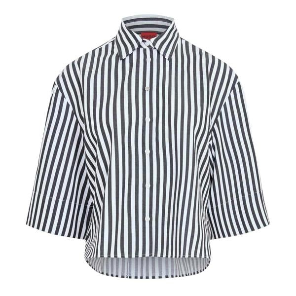 Hugo Womens/Ladies Striped Drop Shoulder Boxy Shirt - Brown - 