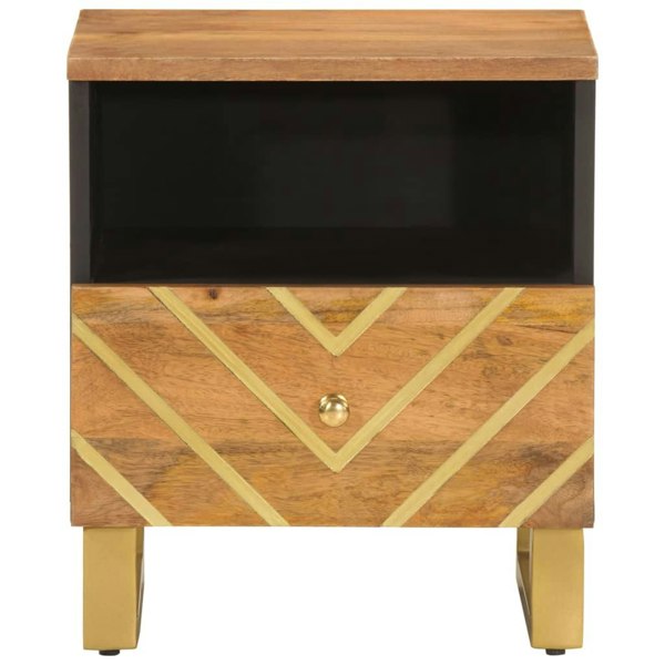 Berkfield Bedside Cabinets 2 pcs Brown and Black Solid Wood Mango