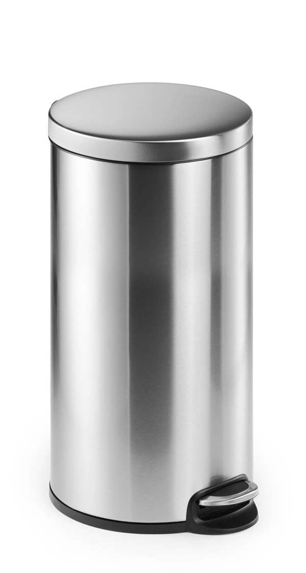 Durable Stainless Steel Pedal Bin 30L | Soft-Close Round Waste Bin | Silver