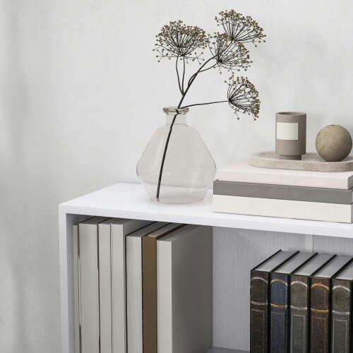 Wyld Haus Ralafi Wood White Low 2 Tier Bookcase With Adjustable Shelves