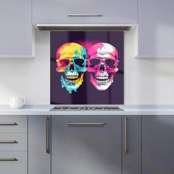 Warren Reed - Designer Pinks And Blue Happy Skeletons Kitchen Splashback