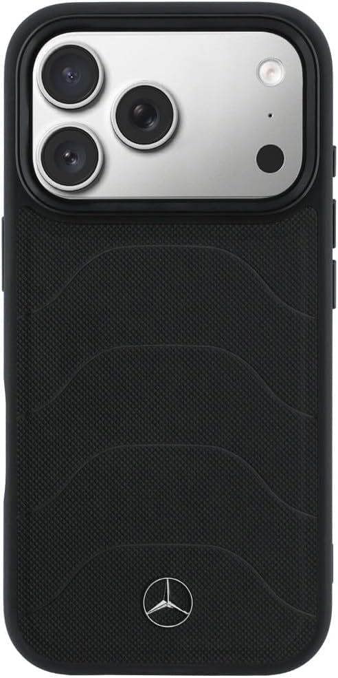 Mercedes Benz Bow Line Leather Case with MagSafe for iPhone 17 Pro 6.3" Black - MEHMP17L25PMERCK