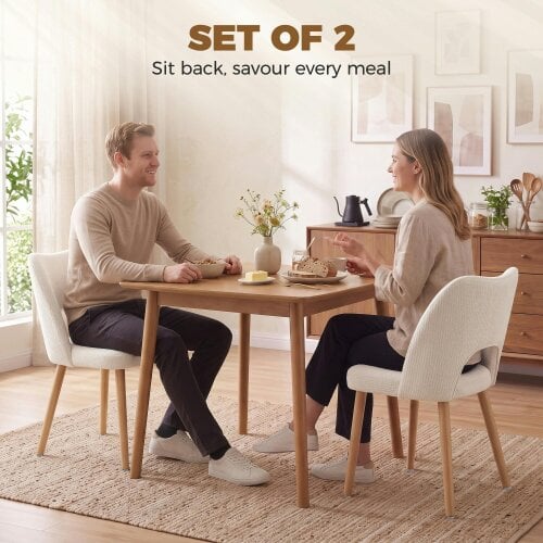 HOMCOM Dining Chairs Set of 2 Curved Open Back
