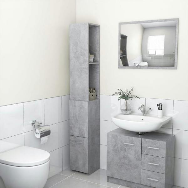 Berkfield Bathroom Cabinet Concrete Grey 25x26.5x170 cm Engineered Wood