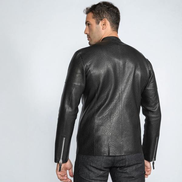 Aero Noir Leather Jacket - Premium Men's Patterned Shirt by Claudio Lugli | Bold Design, Tailored Fit, Best Printed Shirts