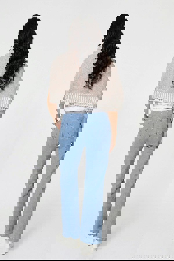 Blue | High Waist Pocket Detail Straight Jeans
