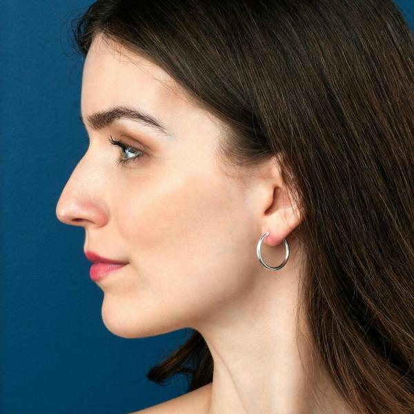 namana Plain Polished 925 Sterling Silver Hoop Earrings for Women