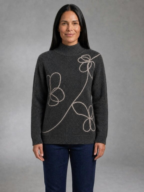 VIZ-A-VIZ Floral Crew Neck Jumper