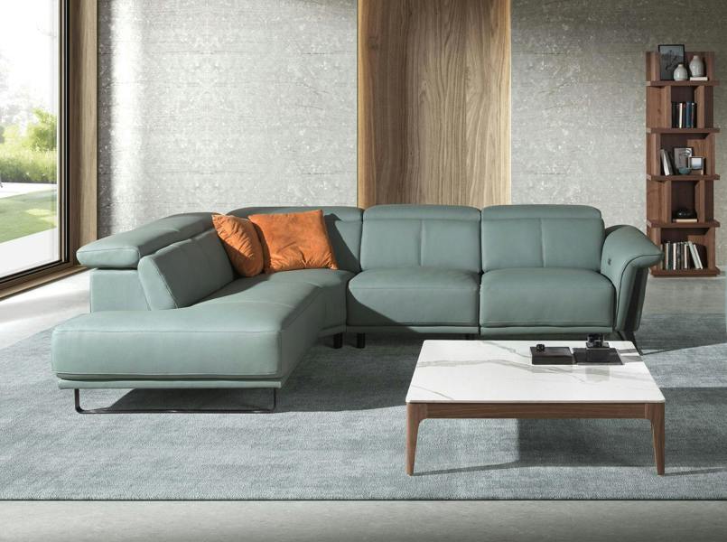 Angel Cerdá Relax corner sofa in turquoise green leather 6251/6252