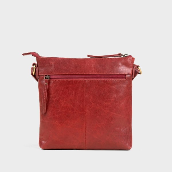 Assots London 'RUE' Chilli Pepper Waxy VT Real Leather Crossbody Bag