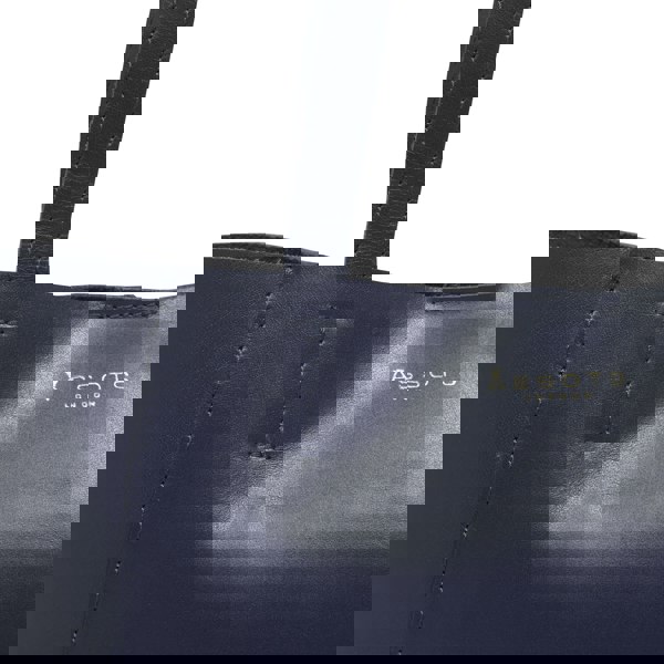 Assots London 'ADELA' Navy Smooth Real Leather Unlined Designer Tote Bag