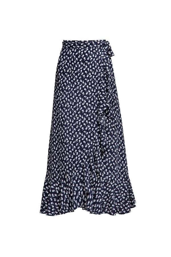 Rumour London Stella ruffled floral-print wrap skirt