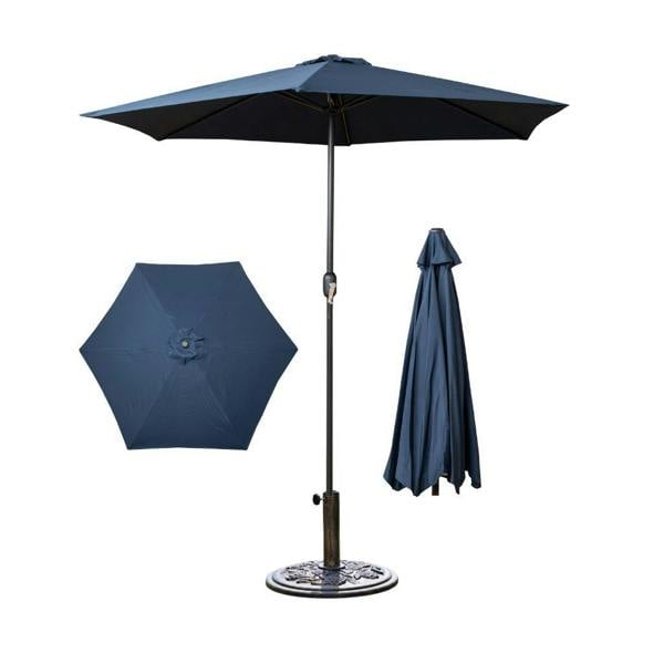 Samuel Alexander 2.7m Havana Garden Patio Parasol with Crank Handle in Blue with 9kg Base Included
