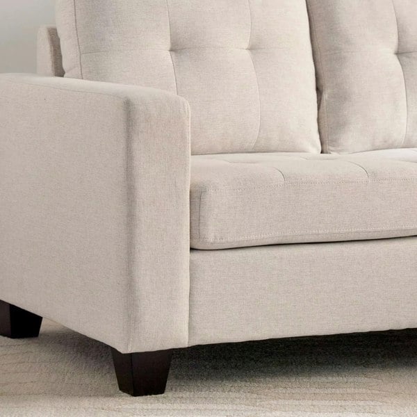 Luna Linen Fabric 3 Seater Convertible Sectional Sofa in Beige