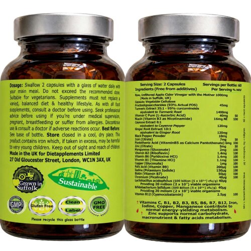 Dietapplements Raw Unfiltered Apple Cider Vinegar with the Mother, Vitamins & Minerals Complex