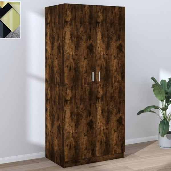 Berkfield Wardrobe Smoked Oak 80x50x180 cm Engineered Wood