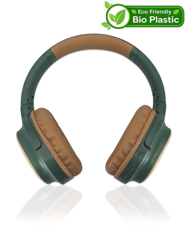 Accuratus Bio Sound Headphones - Rechargeable Bluetooth 5.0 Wireless Biodegradable Plant Based Resin Headset - Forest Green