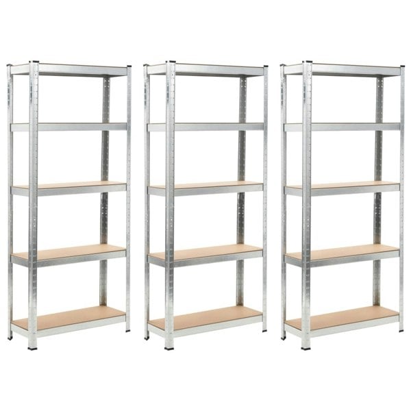 Berkfield Storage Shelves 3 pcs Silver 75x30x172 cm Steel and MDF