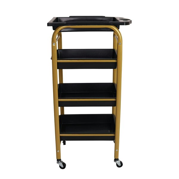 HYGRAD BUILT TO SURVIVE 4-Layer Barber & Salon Storage Cart, Black & Gold | HYGRAD®