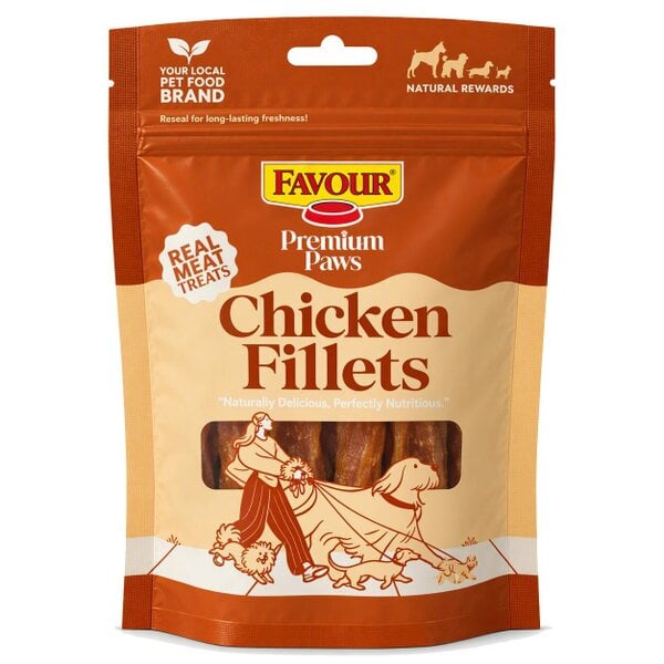 Favour Premium Paws Chicken Fillets Dog Treats 100g / 300g Value Pack