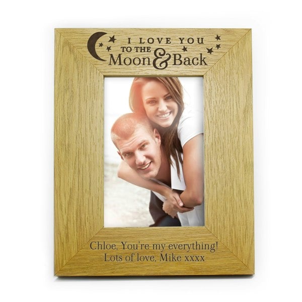Personalised Memento Company Personalised 'To the Moon and Back' 6x4 Wooden Photo Frame