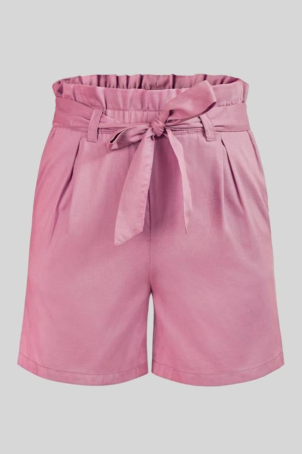 ENORSIA Cotton Stretch Comfort Fit Paperbag Shorts
