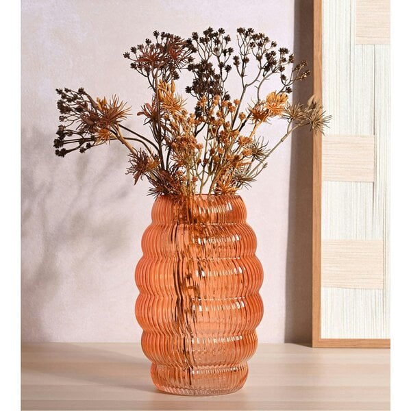 Hestia Brown Ribbed Glass Cone Vase