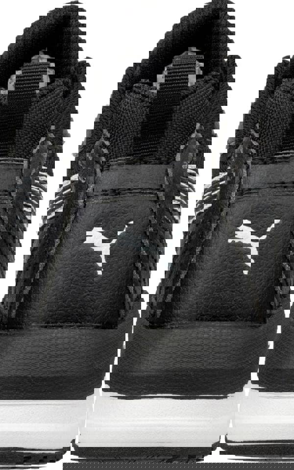 PUMA Safety PUMA Shift Mens S3S Composite Toe Midsole Work Shoes Trainers, front view of a black work shoe with the white Puma logo on the side.