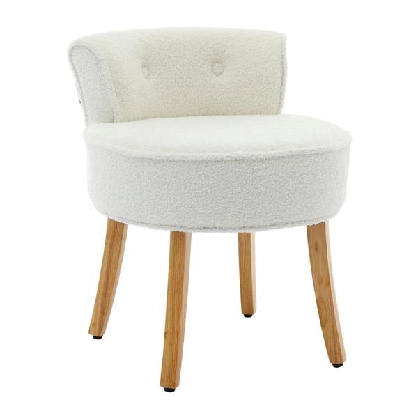 Living and Home Teddy Fleece Dressing Table Stool with Solid Wood Legs
