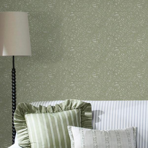 Laura Ashley Elmdon Sage Green Wallpaper