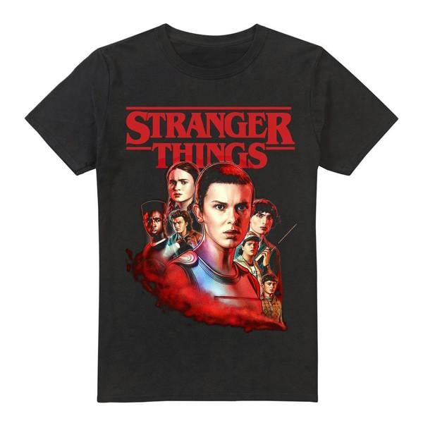 Stranger Things Mens Hawkins Heroes Poster T-Shirt - Black