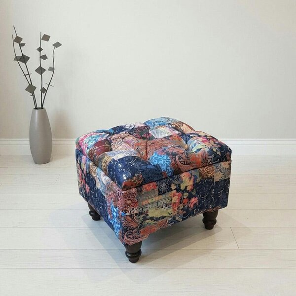 ISTOOLS Damask Multicolour Storage Ottoman Bench with Hidden Storage & Stylish Seating - 19 x 17 Inches (48 x 43cm)