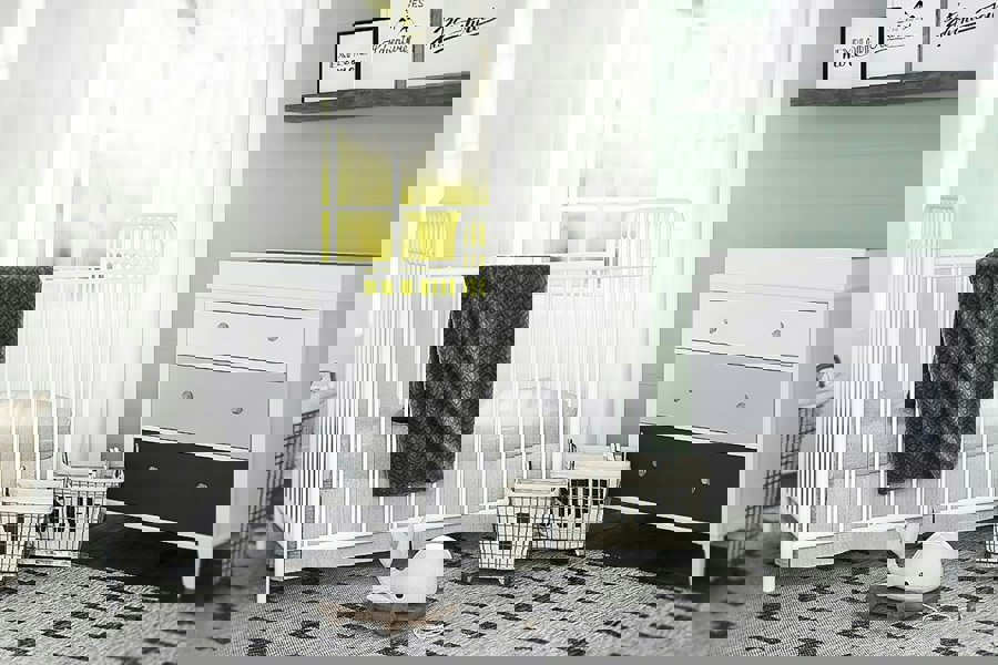 Dorel Home Poppy 3 DRW Dresser with Changer White/Grey