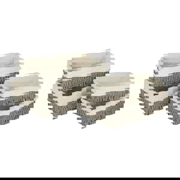 Rectangular Grey Straight-sided White Cotton Line Paper Rope Trays