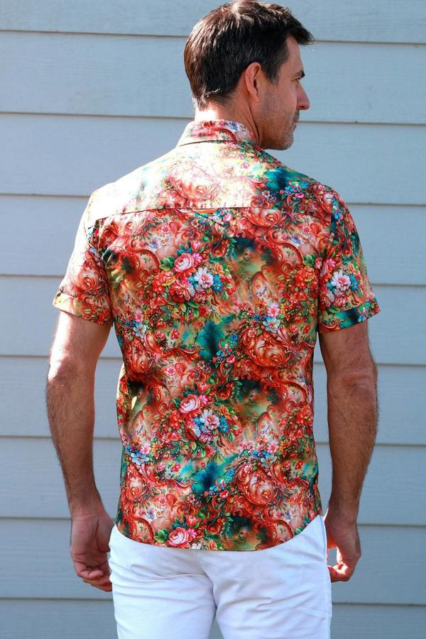 BAROQUE GARDEN SHORT SLEEVE PRINT SHIRT – Premium Men's Patterned Shirt by Claudio Lugli | Bold Design, Tailored Fit, Best Printed Shirts