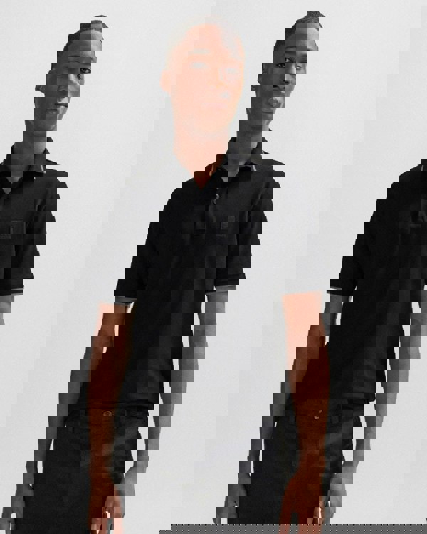 BOSS Orange Passertip Mens Short Sleeve Polo Shirt With Tipped Collar - Black 001