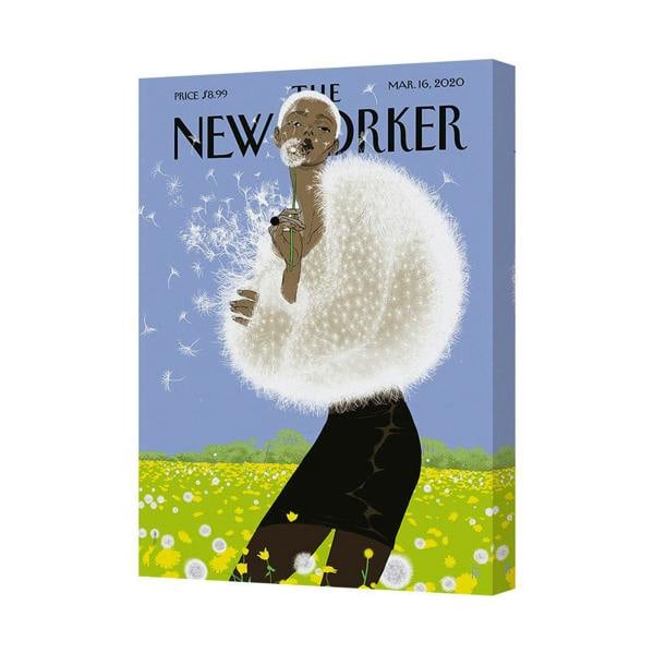 Benjamin Tate Design Contemporary Canvas Art Print Man With Fluffy Coat In Dandelion Field