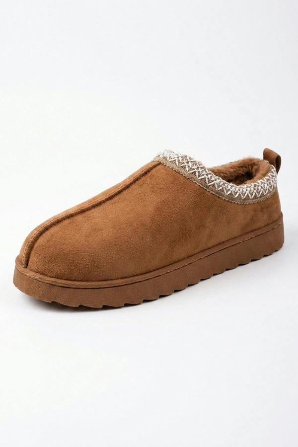 Odette Faux Suede Lined Slipper Mules - Camel