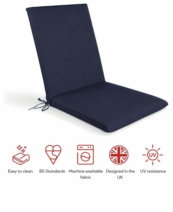 SP Range Low Back Recliner Pad Garden Cushion Navy The Garden Furniture Shop
