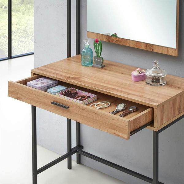 Timber Art Design Zahra Urban Bedroom Dressing Vanity Makeup Table Mirror & Drawer