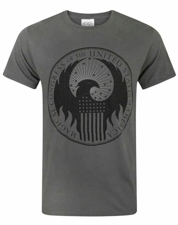 Fantastic Beasts And Where To Find Them Mens Grey Macusa Symbol Short Sleeved T-Shirt