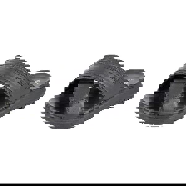 Roamers Mens Nubuck Crossover Strap Mules - Black