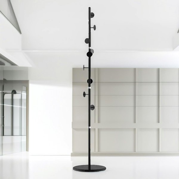 Rafaelo Mobilia Marble Base Adjustable Coat Stand With 8 Hooks Black