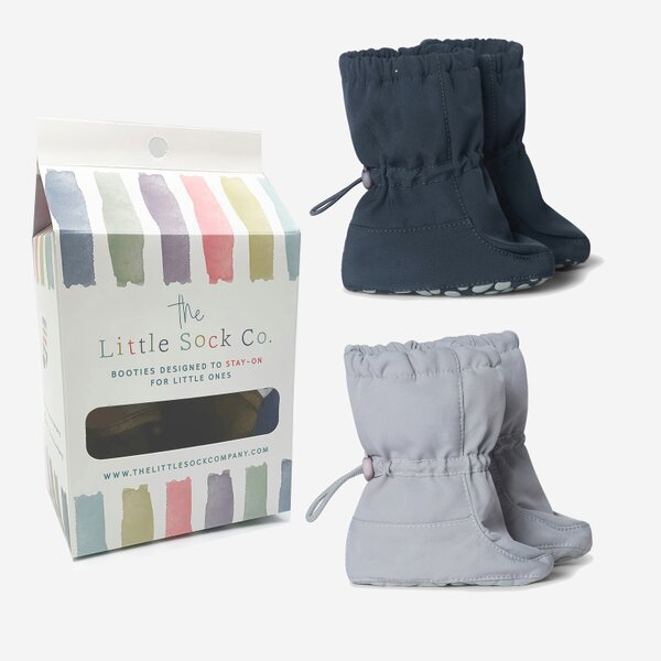 Little Sock Co. 2 Pack of All Weather Stay-on Booties - Showerproof & Windproof - Rayne + Storm